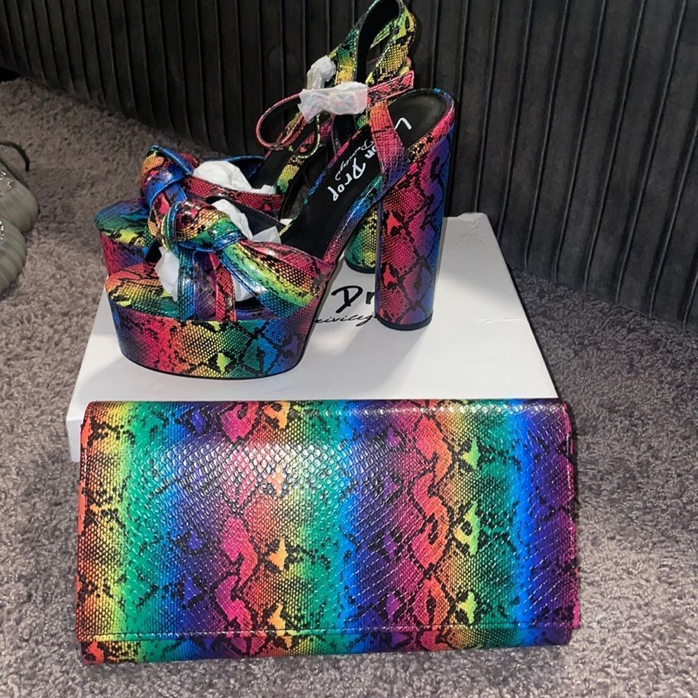 Rainbow Snake Print bag and shoes